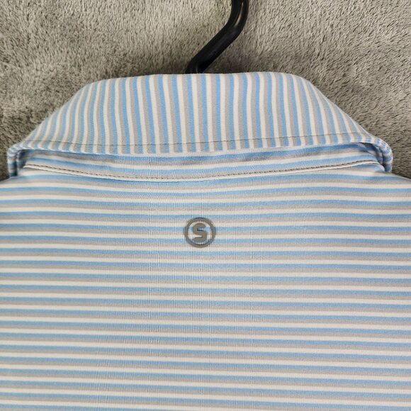 Men's Stitch Golf Striped Polo Shirt Blue Gray & White Short Sleeve Size M/L - Picture 8 of 11